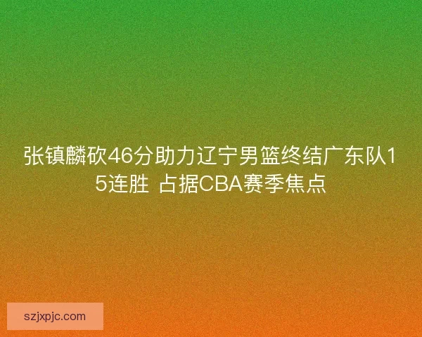 张镇麟砍46分助力辽宁男篮终结广东队15连胜 占据CBA赛季焦点 张镇麟砍46分助力辽宁男篮终结广东队15连胜 占据CBA赛季焦点
