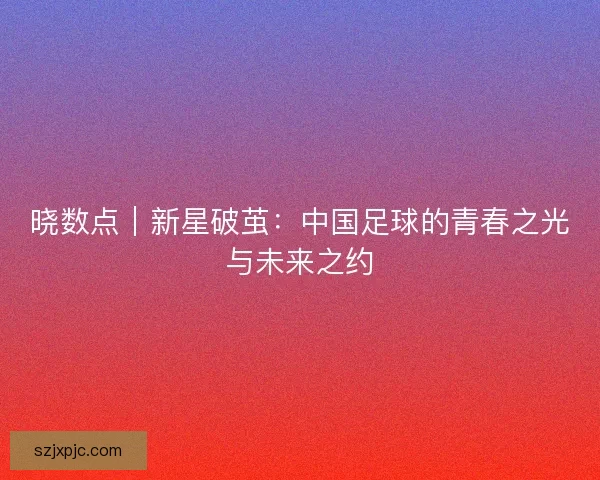 晓数点｜新星破茧：中国足球的青春之光与未来之约