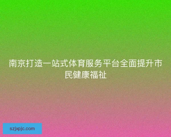 南京打造一站式体育服务平台全面提升市民健康福祉