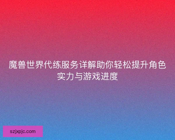 魔兽世界代练服务详解助你轻松提升角色实力与游戏进度