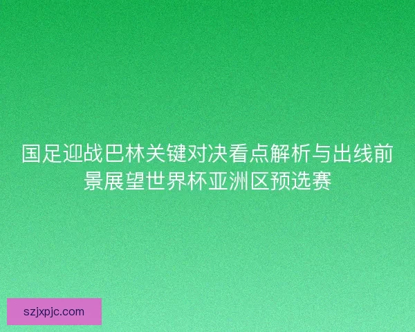 国足迎战巴林关键对决看点解析与出线前景展望世界杯亚洲区预选赛