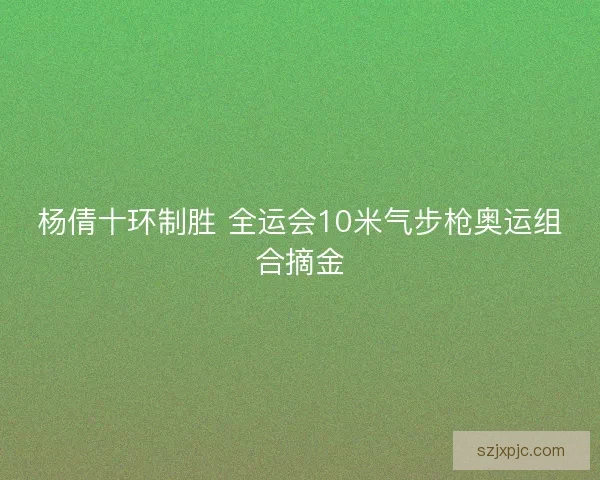 杨倩十环制胜 全运会10米气步枪奥运组合摘金