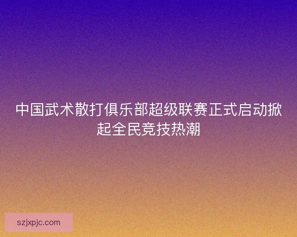 中国武术散打俱乐部超级联赛正式启动掀起全民竞技热潮 中国武术散打俱乐部超级联赛正式启动掀起全民竞技热潮